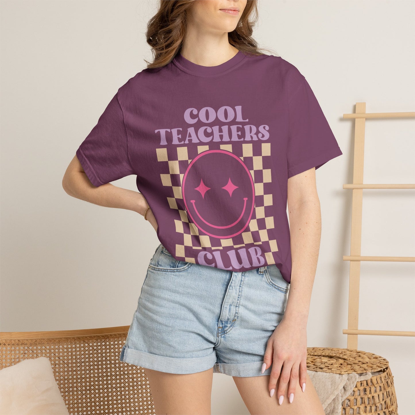 Cool Teachers Club T-Shirt — Retro Checkerboard Smiley Teacher Tee