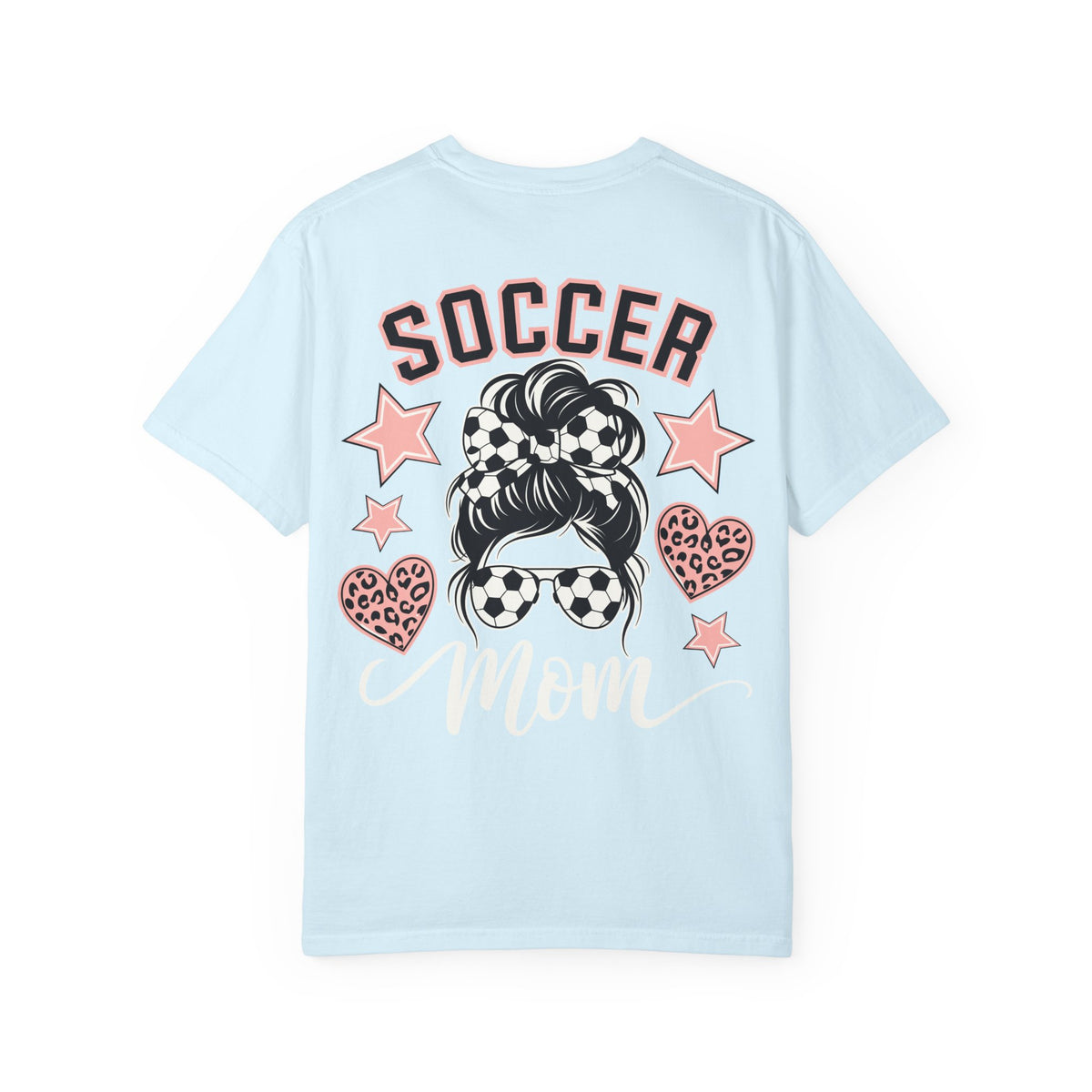 Soccer Mom Pink Leopard Messy Bun Graphic T-Shirt
