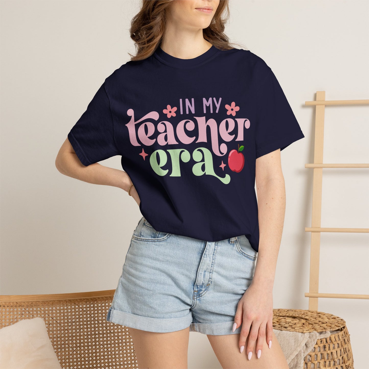 In My Teacher Era T-Shirt — Retro Floral Apple Teacher Tee