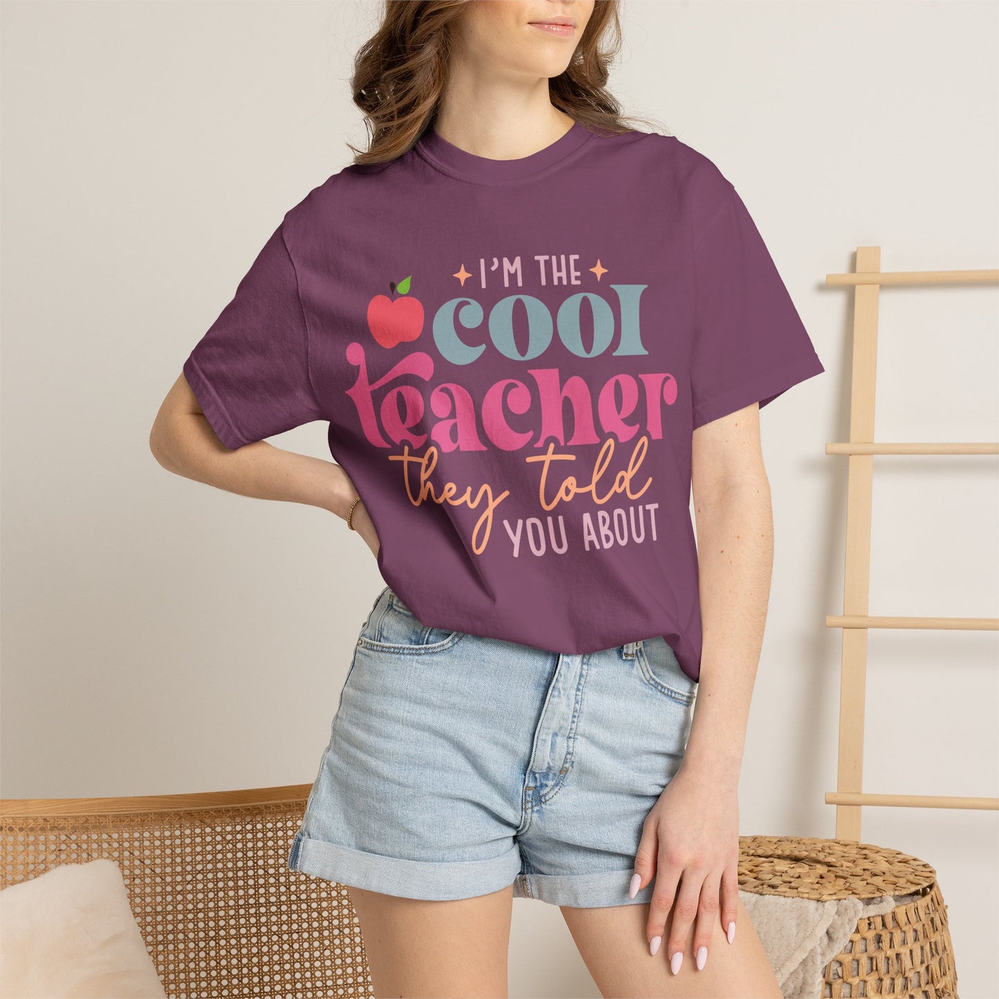 Cool Teacher T-Shirt — "I'm the Cool Teacher They Told You About" Retro Apple Tee