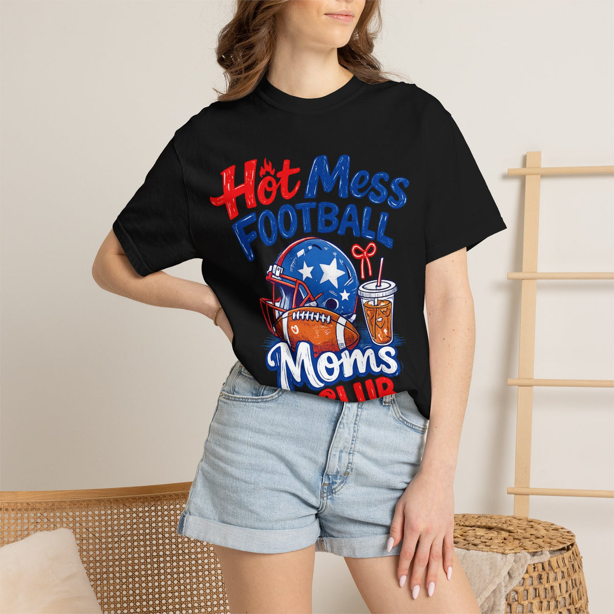Hot Mess Football Moms Club T-Shirt
