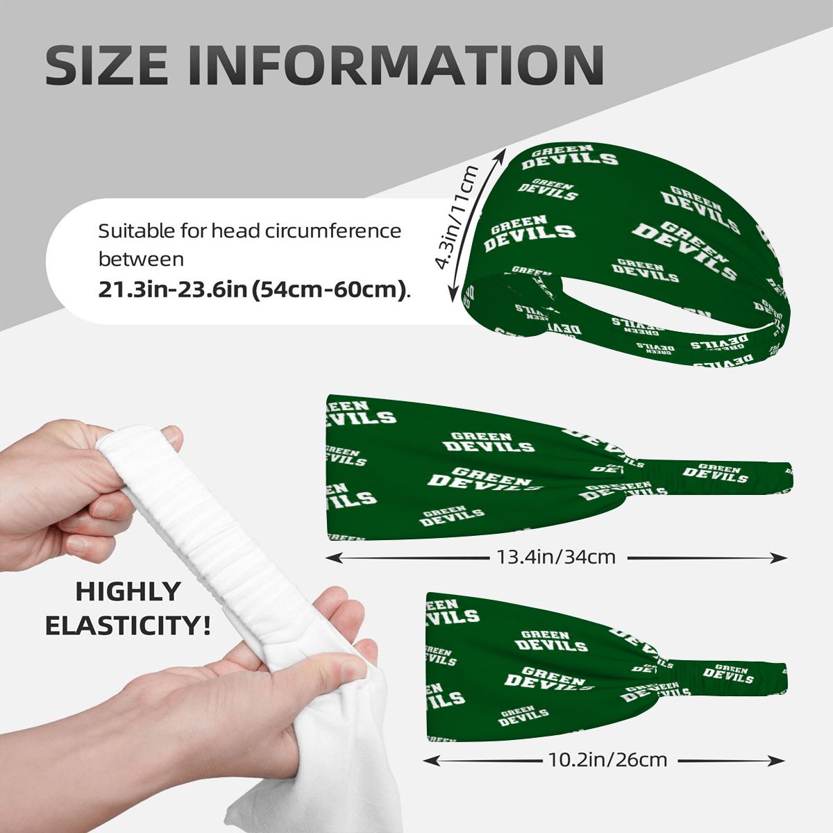 Elastic Sports Headband GREEN DEVILS