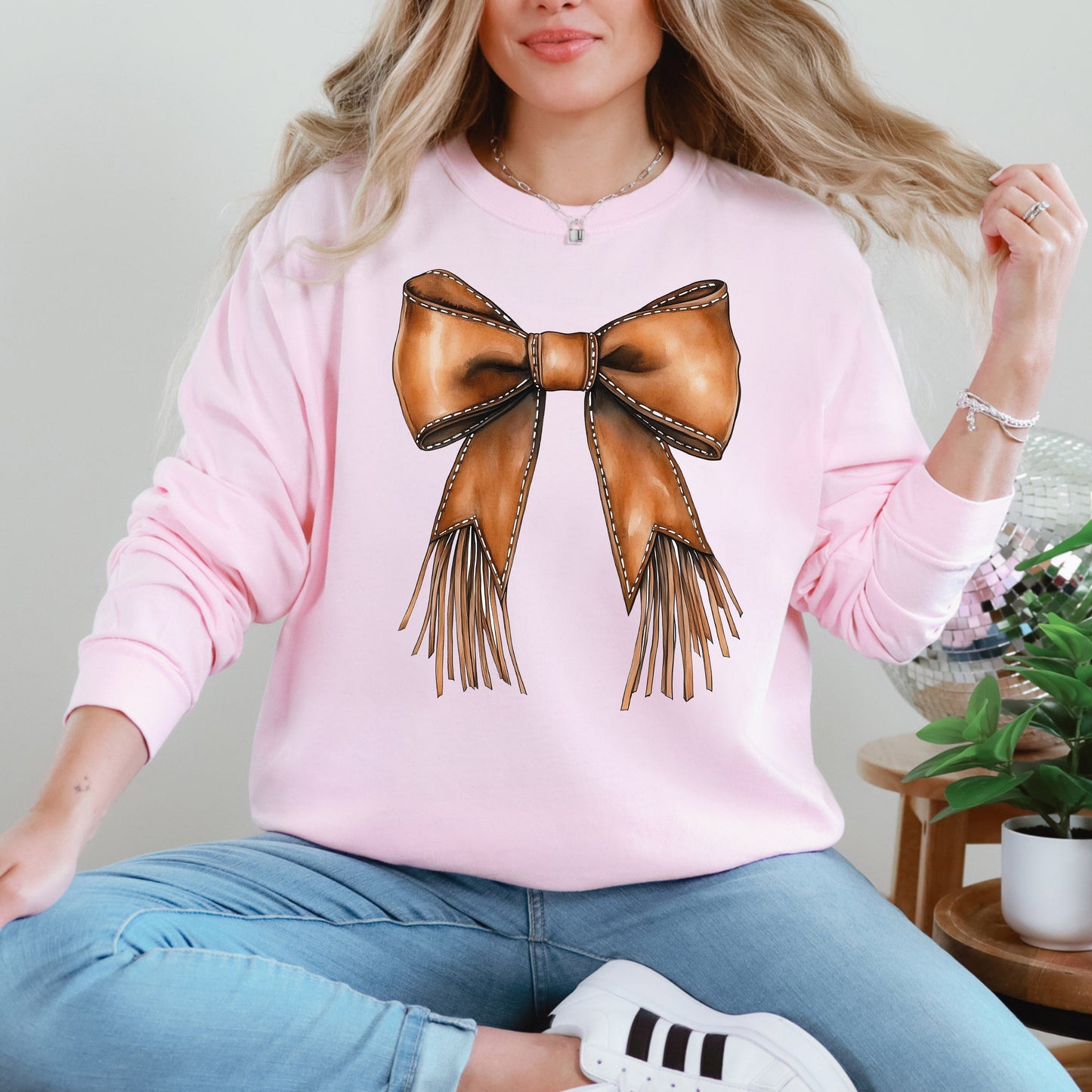 Western Bow Cowgirl Ribbon Coquette Valentine's Day Love Inspired Graphic Sweatshirt