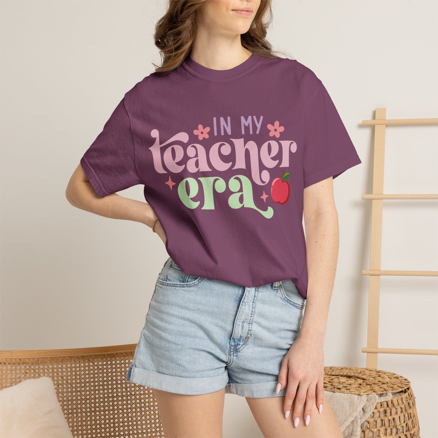 In My Teacher Era T-Shirt — Retro Floral Apple Teacher Tee