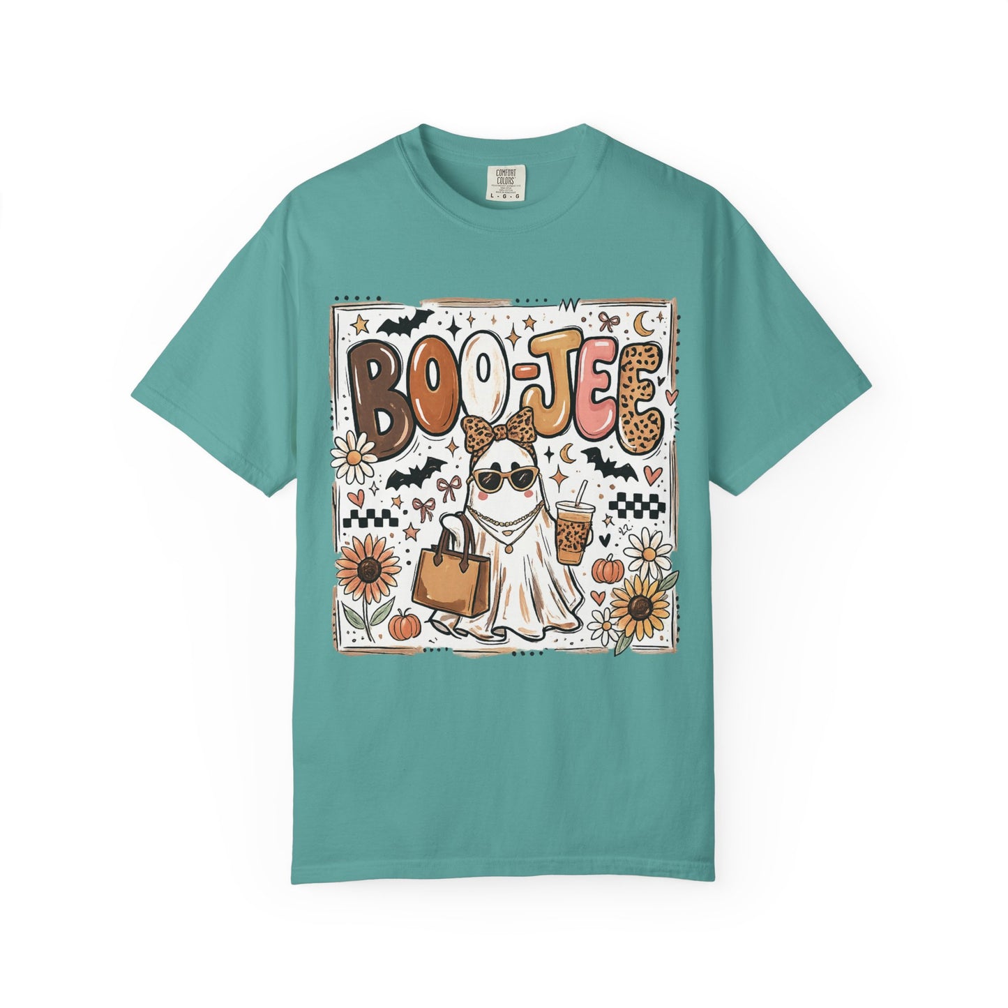 Halloween Boo-je T-Shirt — Cute Ghost with Pumpkin, Sunflower & Candy Trick-or-Treat Tee