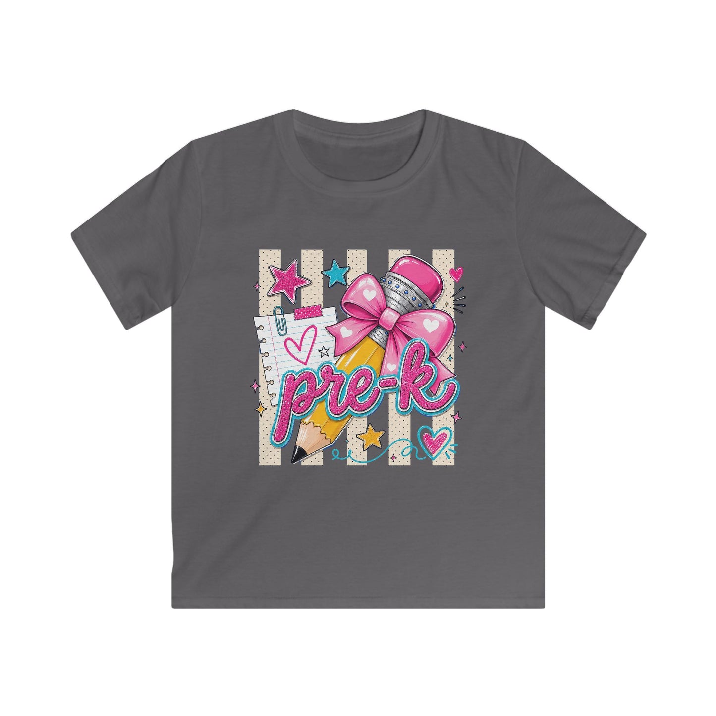 Pre-K Kids T-Shirt — Cute Pink Microphone & Pencil Back-to-School Tee
