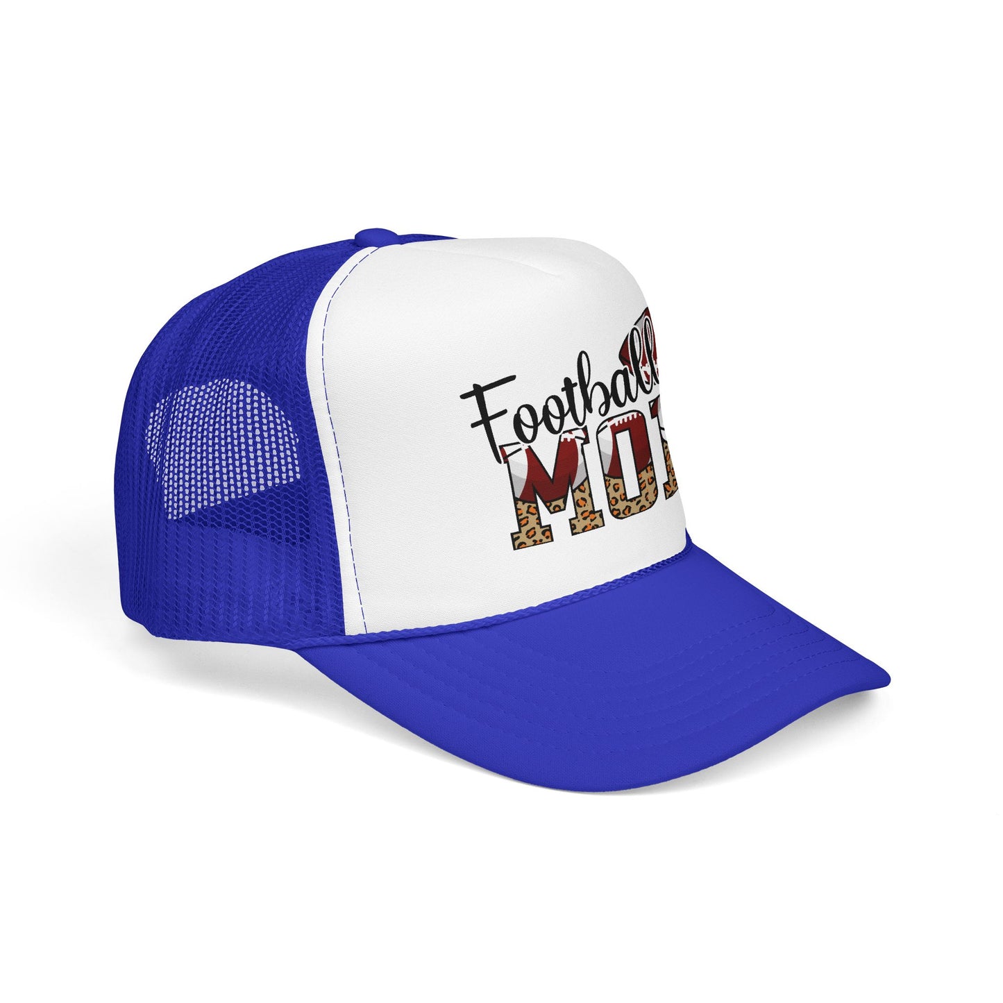 Football Mom Trucker Hat — Leopard Print Graphic Foam Cap for Game Day