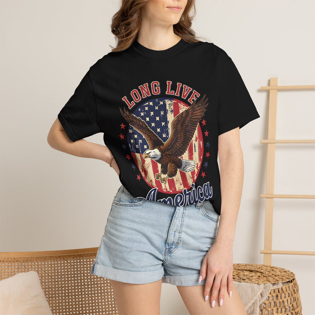 Long Live America T-Shirt — Vintage Bald Eagle Flag Graphic