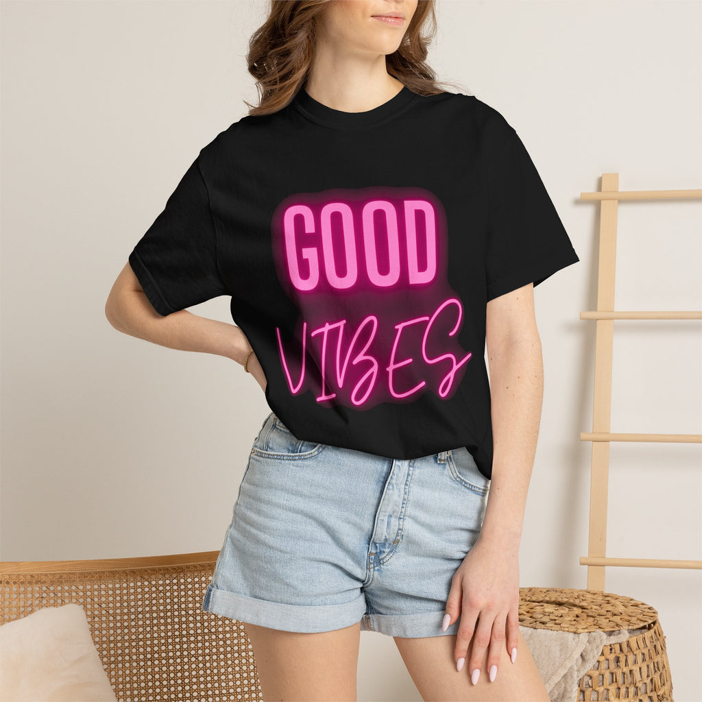Good Vibes T-Shirt — Retro Pink Neon Graphic Tee