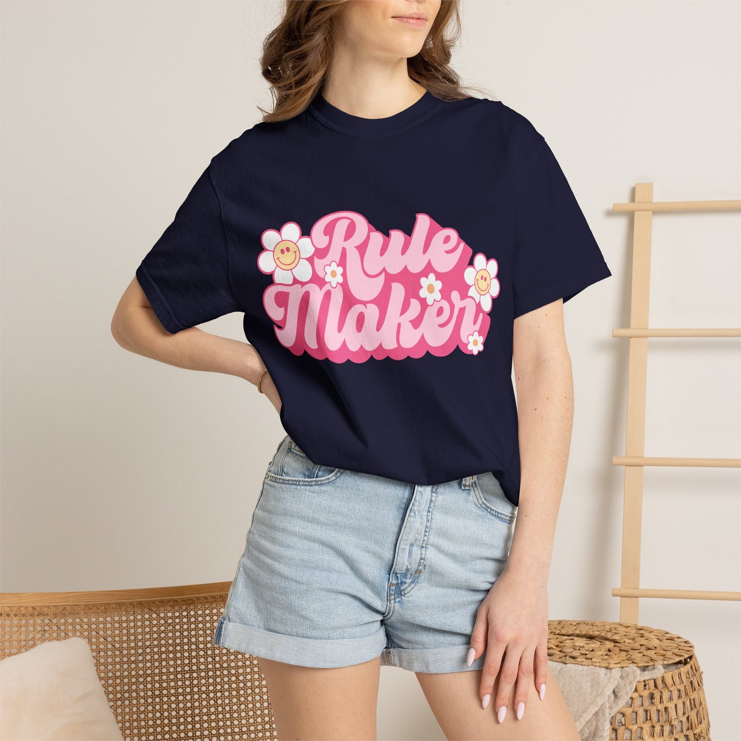 Rule Maker T-Shirt — Retro Floral Pink Graphic Tee