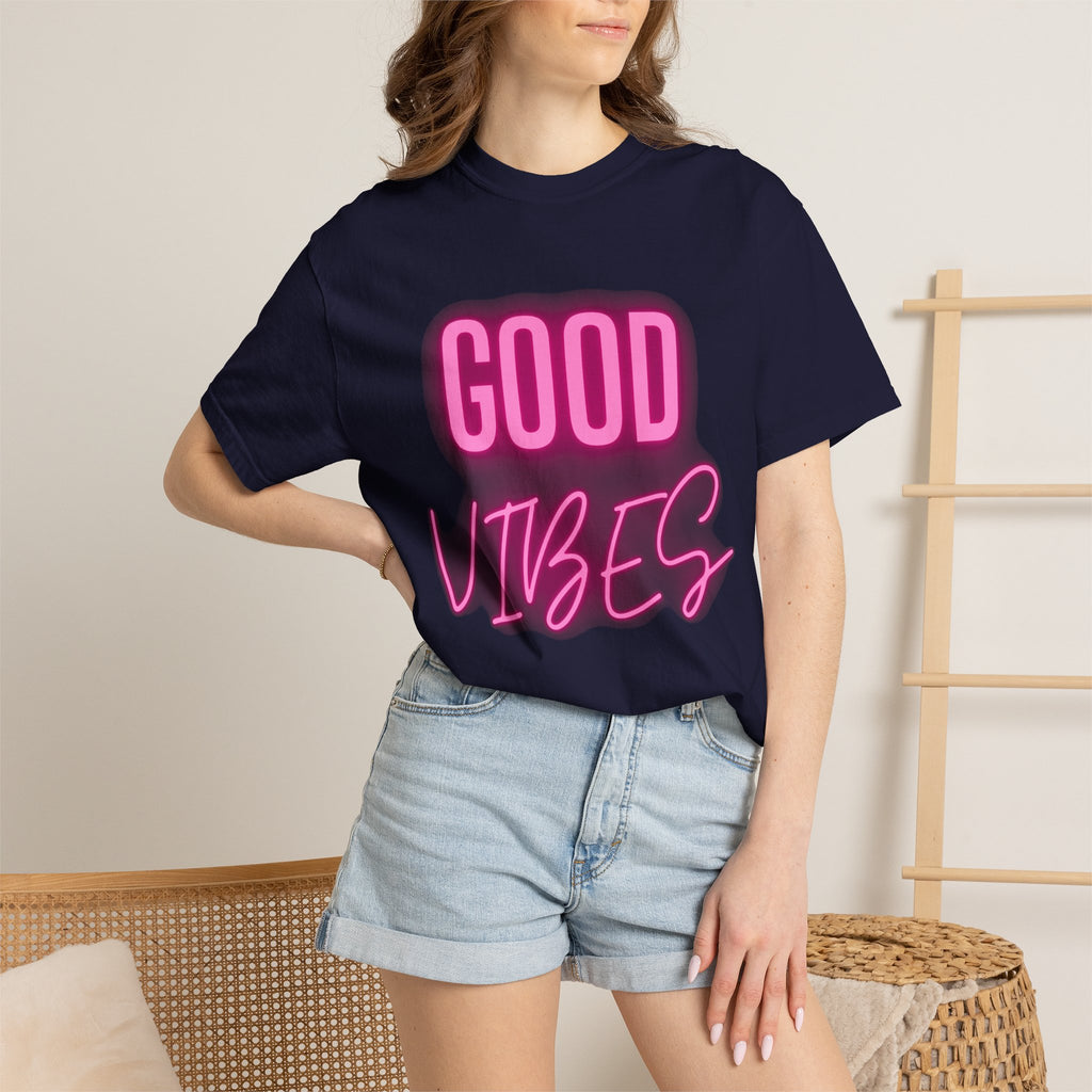 Good Vibes T-Shirt — Retro Pink Neon Graphic Tee