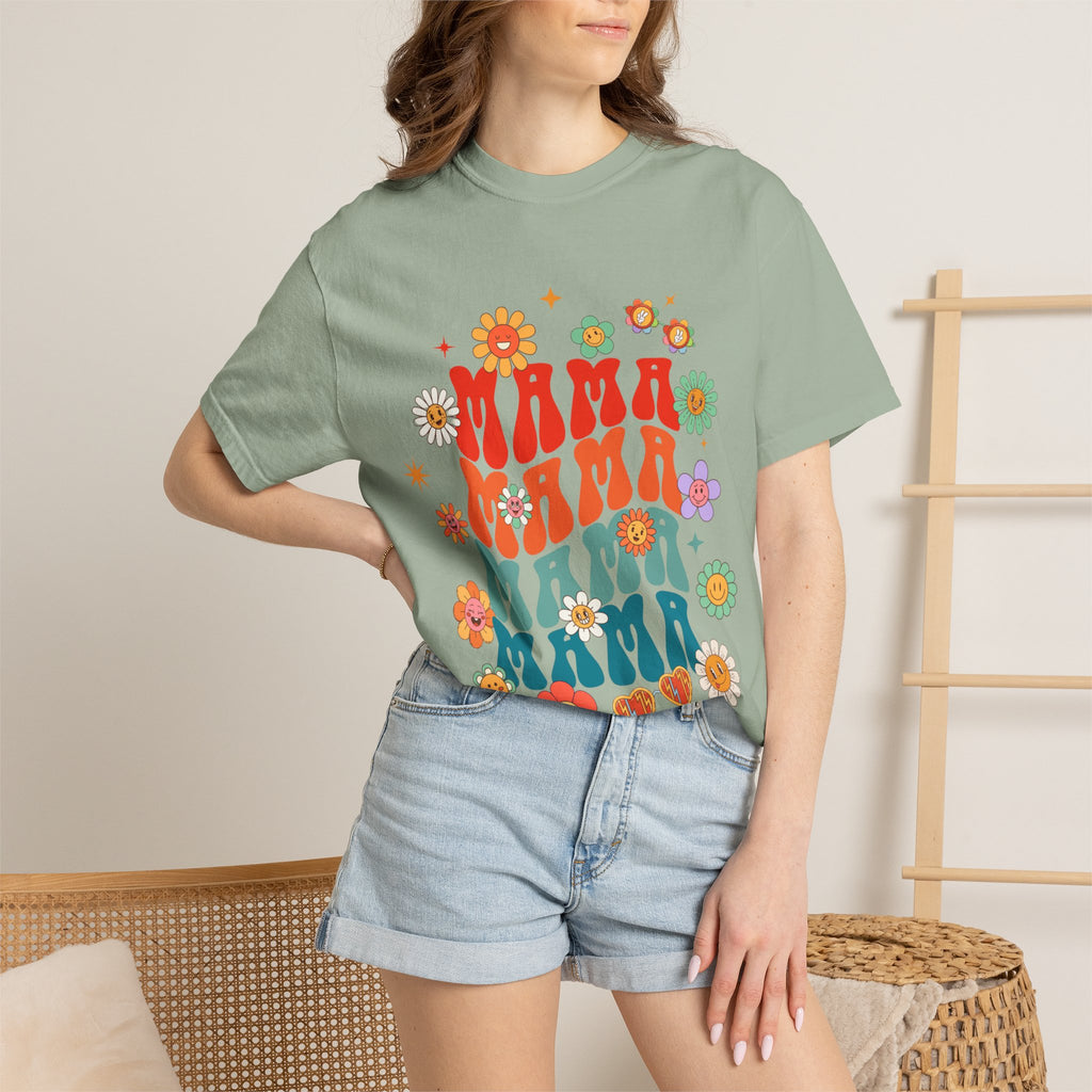 Mama Vibes Floral Retro T-Shirt — Vintage 70s Style Mother’s Day Tee