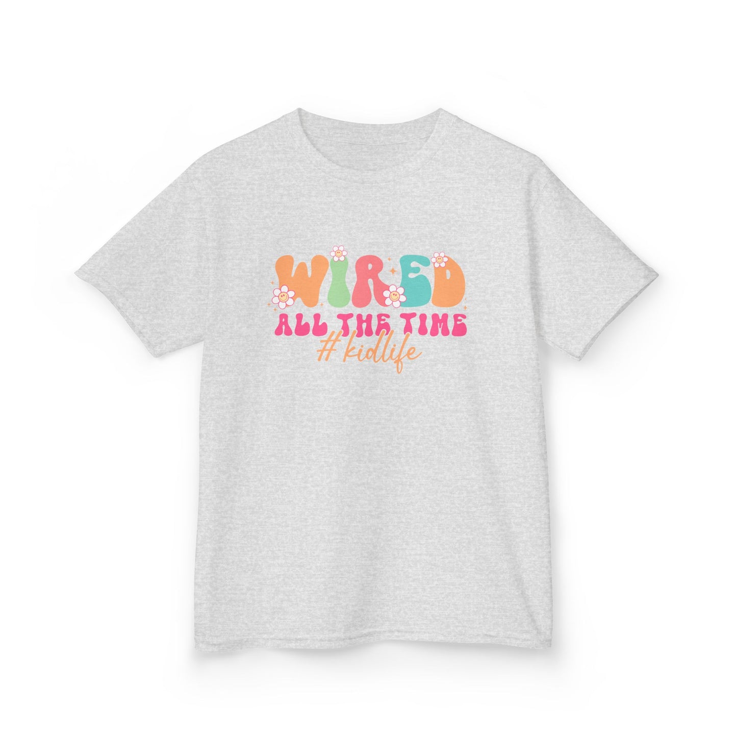 Kids Tee — "Wired All The Time" Bright Retro Graphic