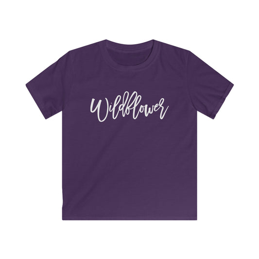 Kids Tee — "Wildflower" Script Graphic, Cute Floral Vibe for Young Girls
