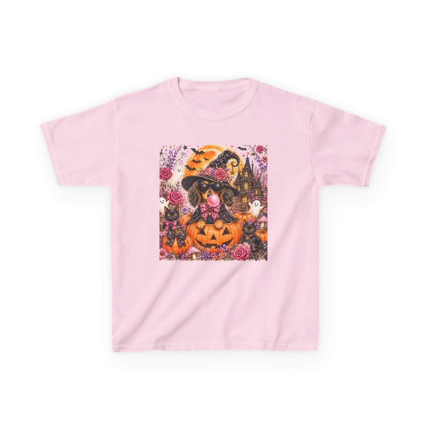 Kids Halloween Cat T-Shirt — Pumpkin Witch Costume Tee for Children