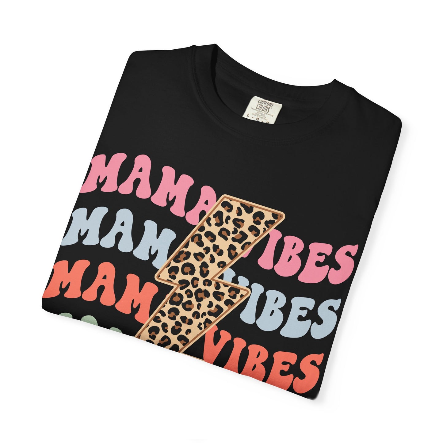 Mama Vibes Lightning Bolt T-Shirt — Leopard Print Retro Mom Tee
