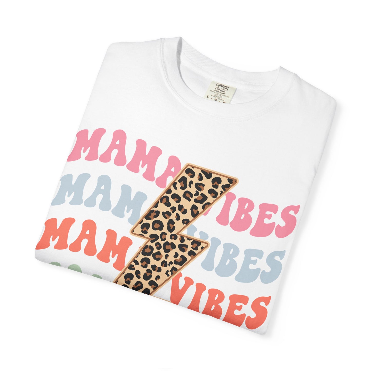Mama Vibes Lightning Bolt T-Shirt — Leopard Print Retro Mom Tee