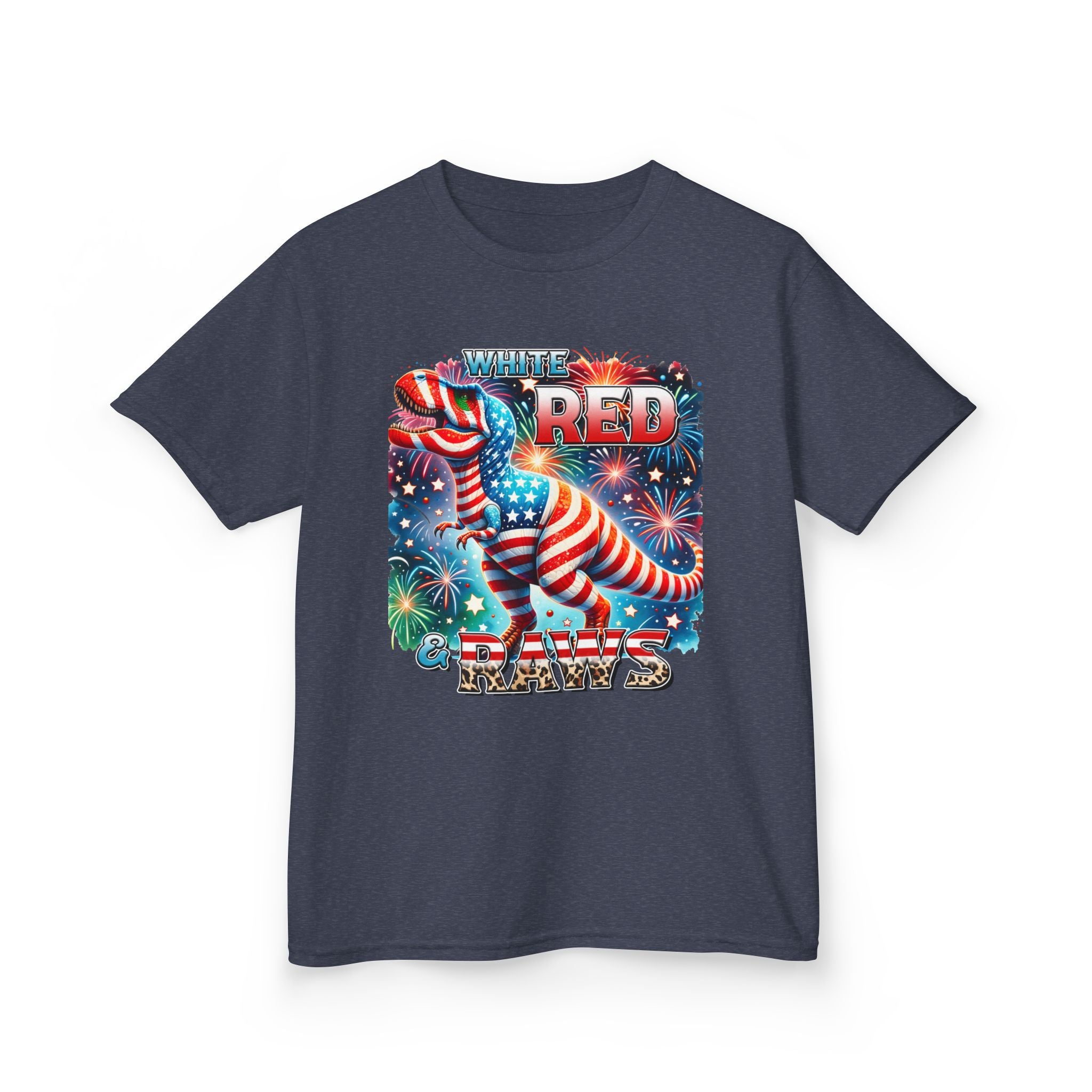 Kids T-Shirt — 'Where Red Paws' Patriotic Dinosaur Tee (4th of July)