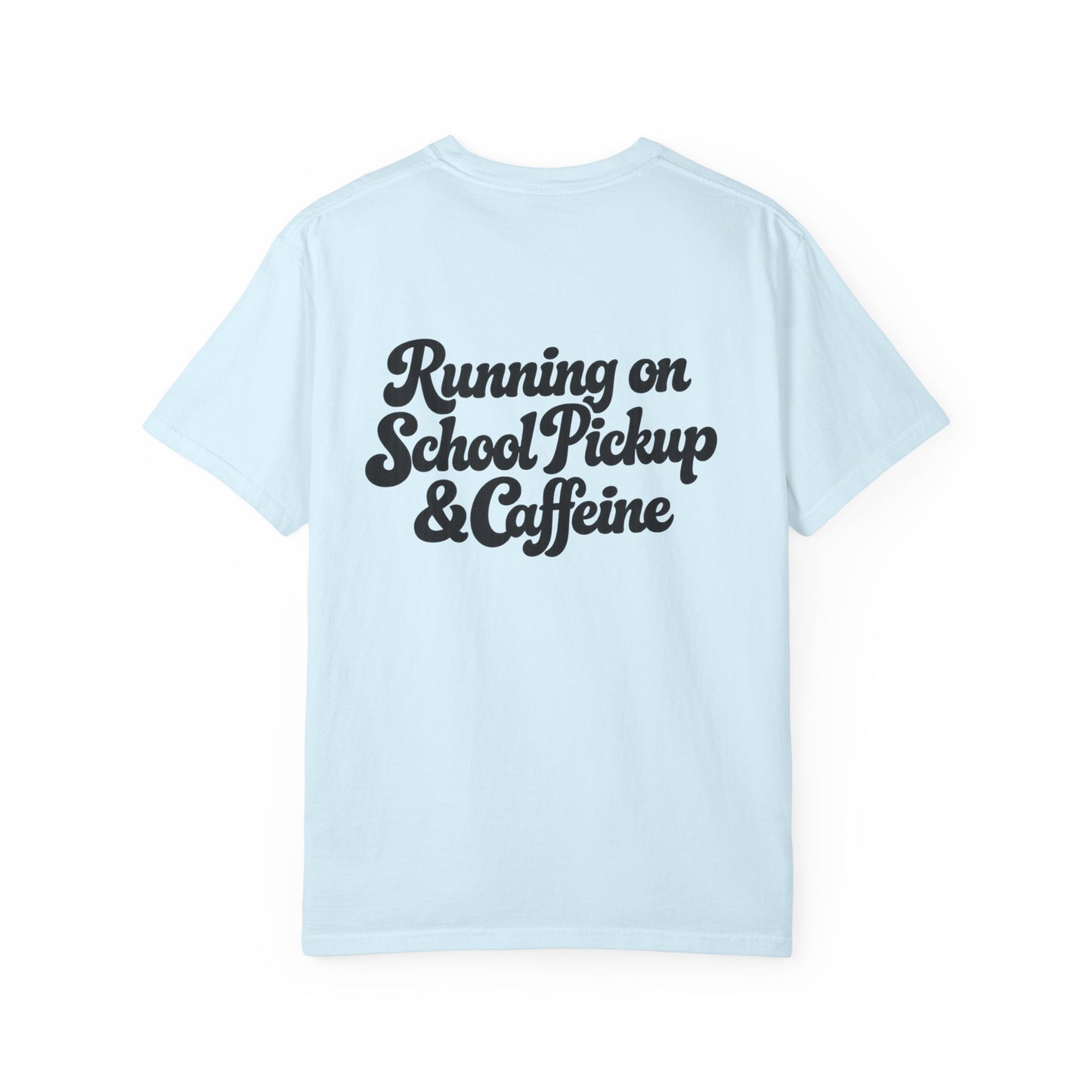 Mama Lightning T‑Shirt — “Running on School Pickup & Caffeine” Graphic Tee