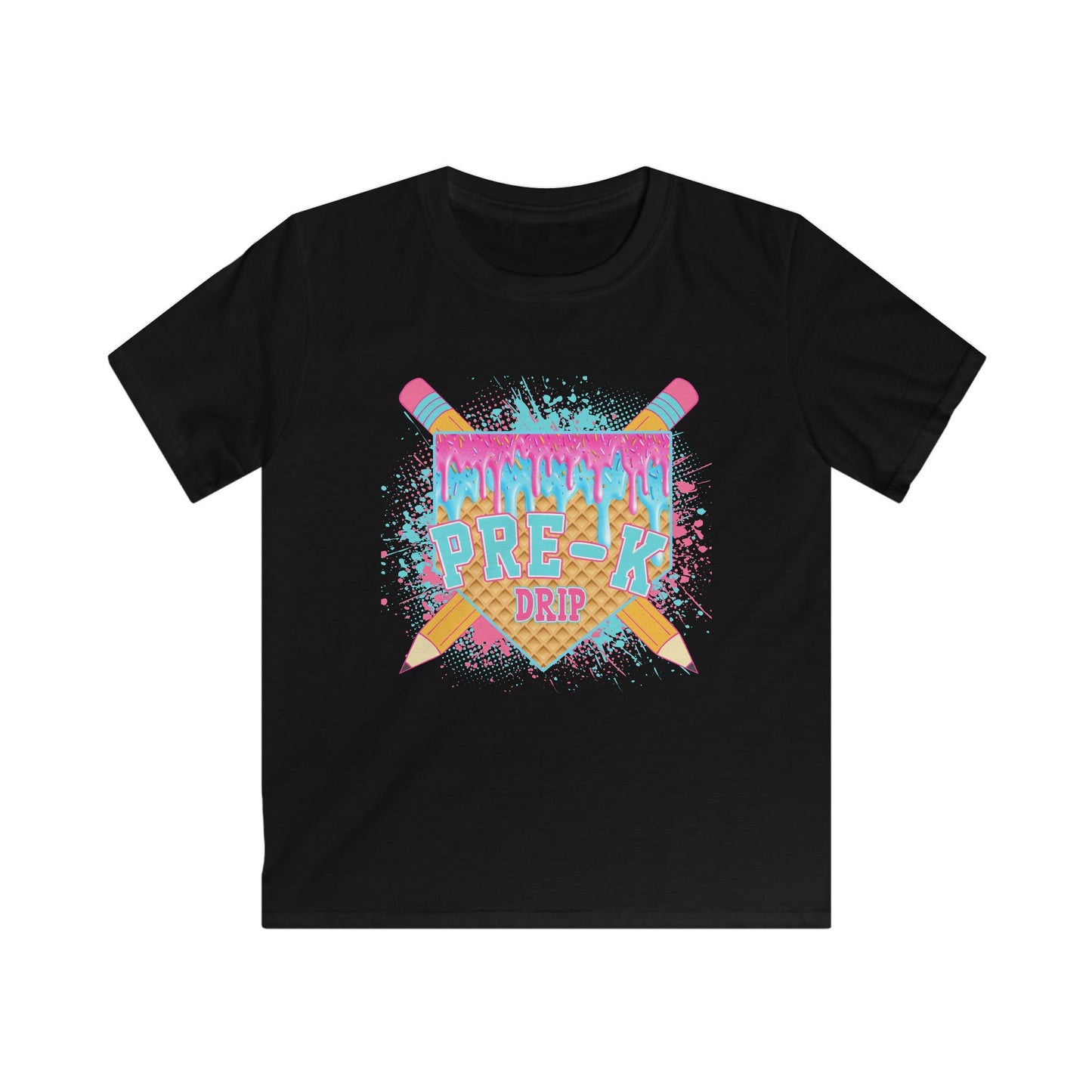 Kids T‑Shirt - Colorful 'Pre-K Dip' Crayon Drip Design (Back to School Gift)