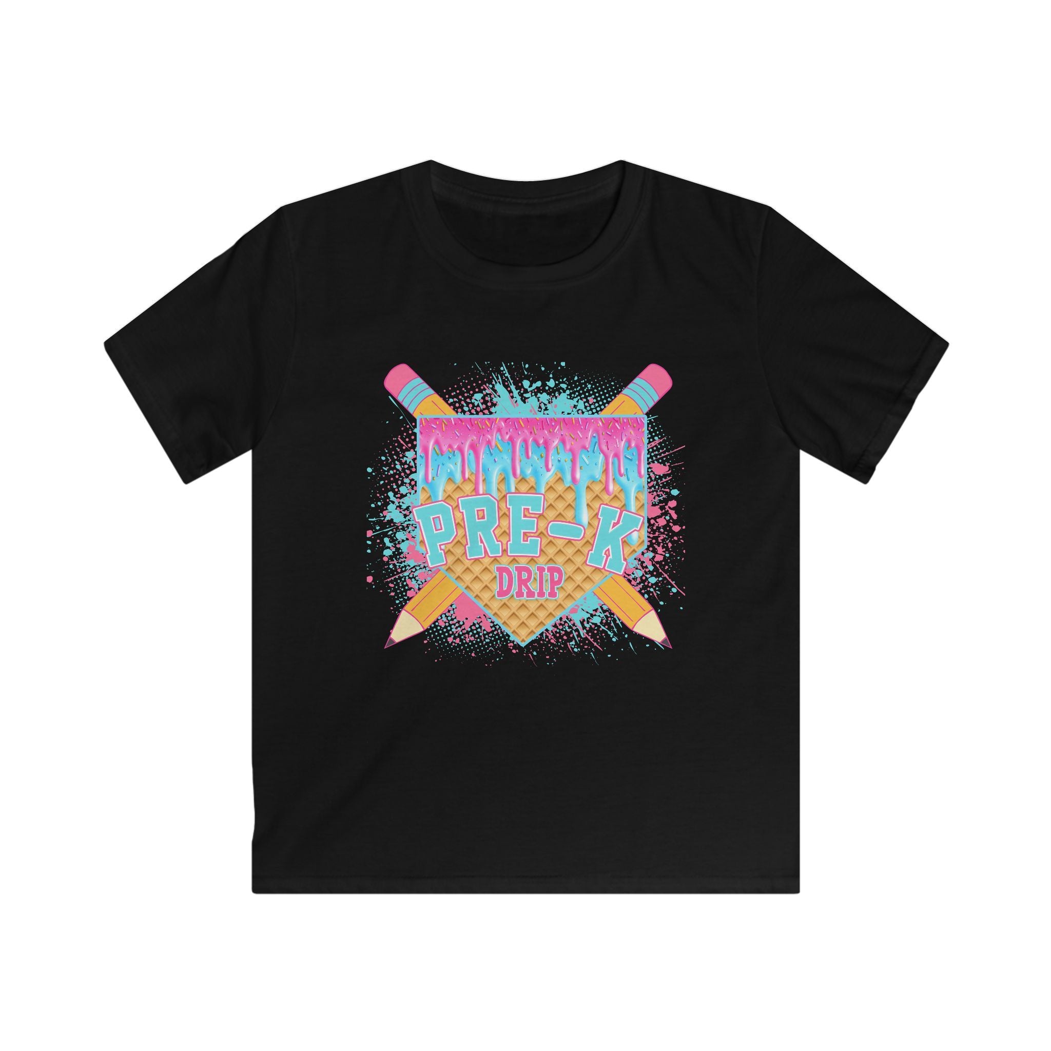 Kids T‑Shirt - Colorful 'Pre-K Dip' Crayon Drip Design (Back to School Gift)