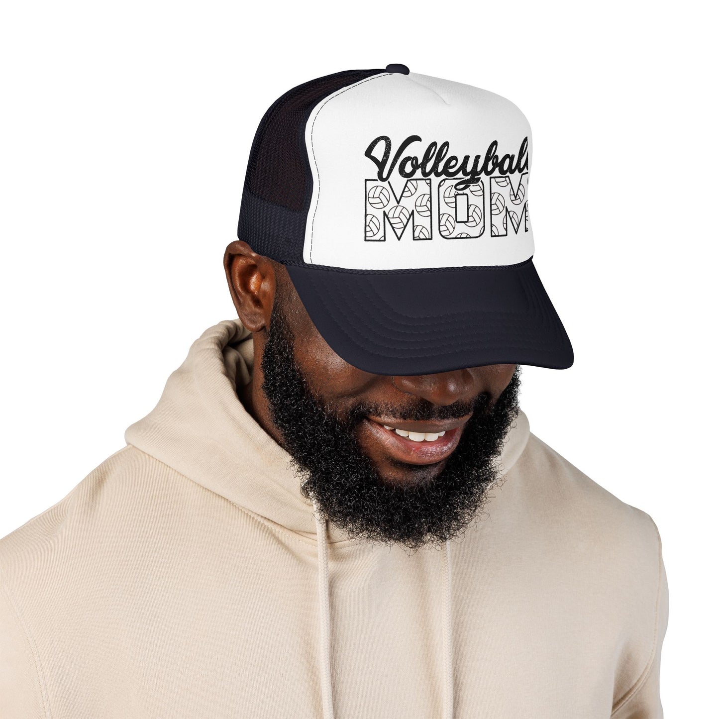 Volleyball Mom Trucker Hat – Foam Mesh Cap with Volleyball Pattern