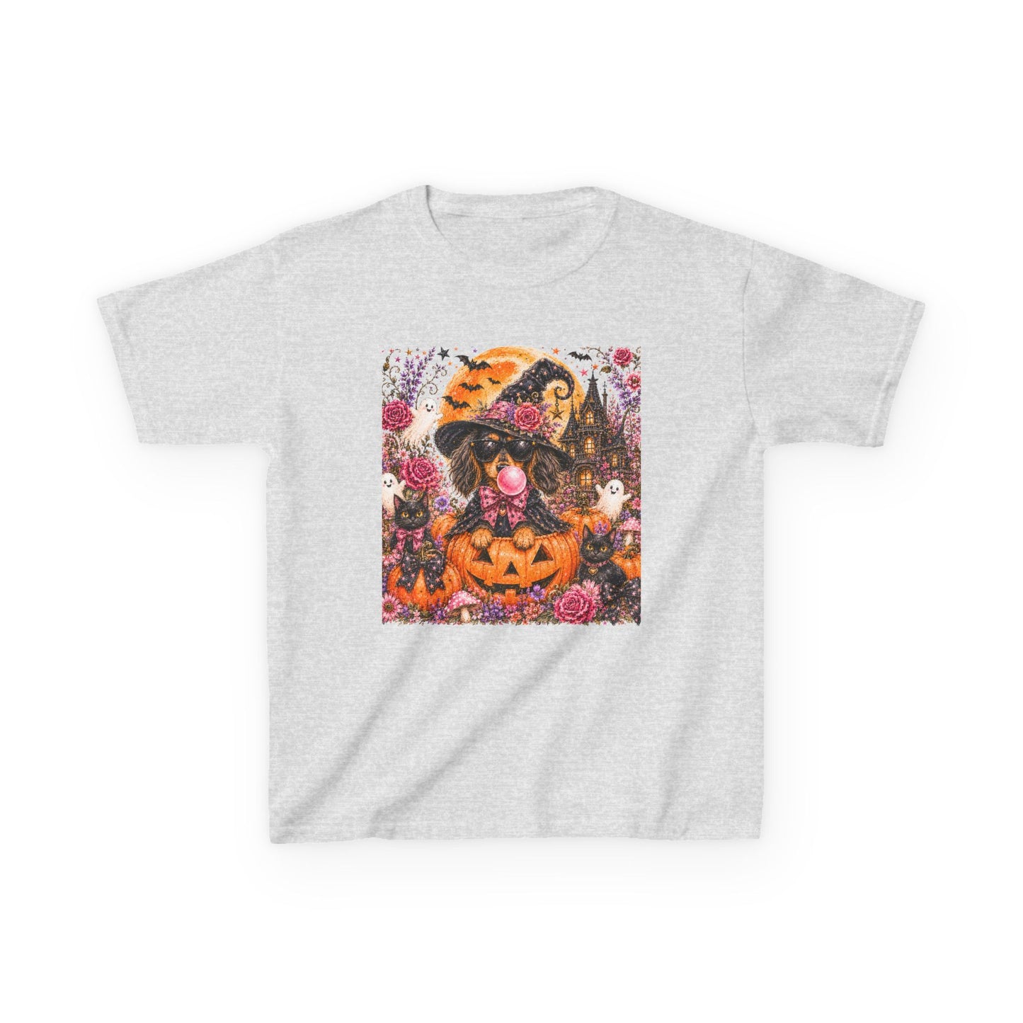 Kids Halloween Cat T-Shirt — Pumpkin Witch Costume Tee for Children