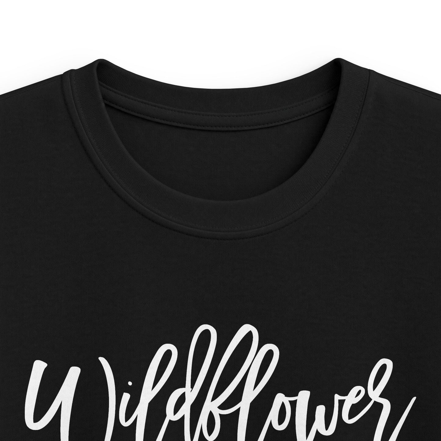 Kids Tee — "Wildflower" Script Graphic, Cute Floral Vibe for Young Girls
