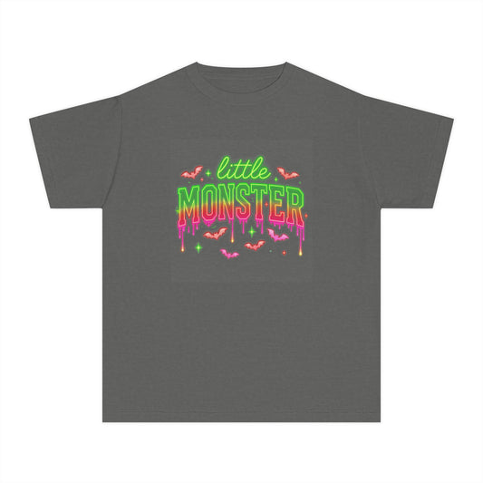 Little Monster Kids T-Shirt — Neon Halloween Cute Bat Graphic Tee