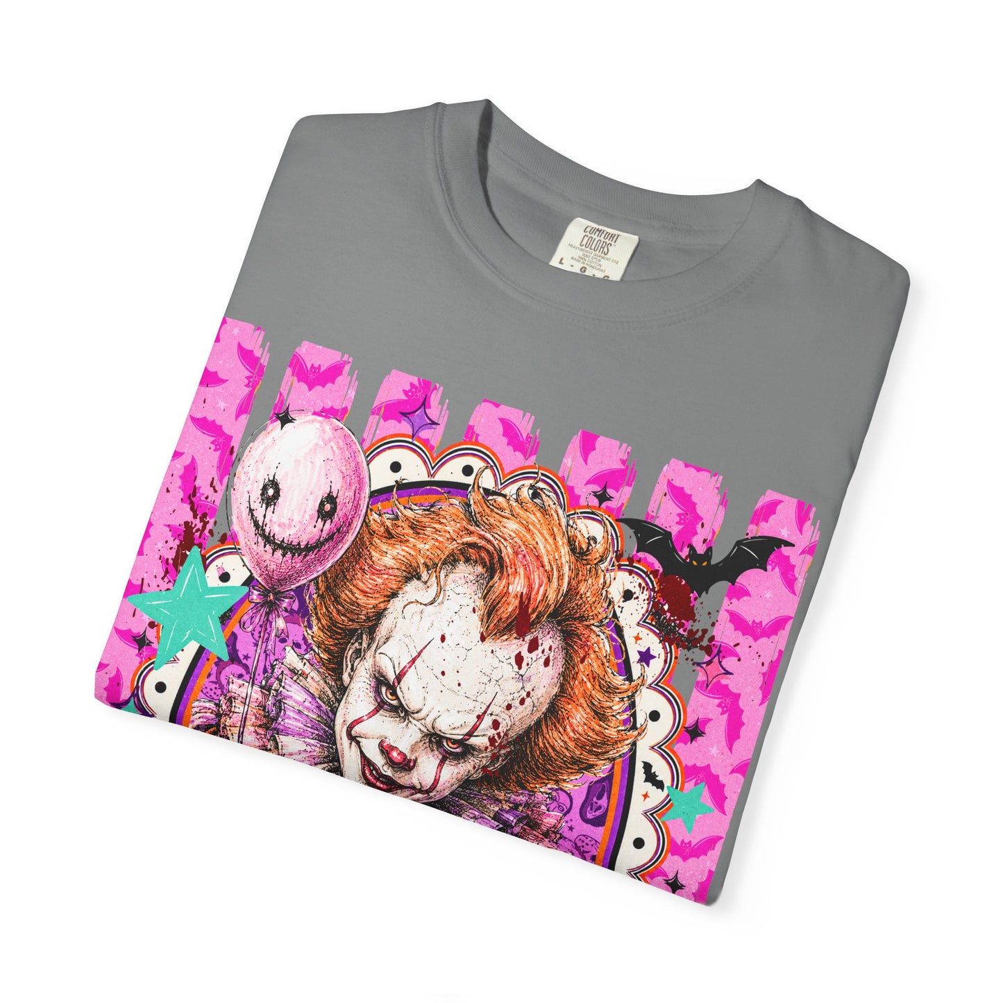 Creepy Clown Portrait T-Shirt — Pink Horror Graphic Tee