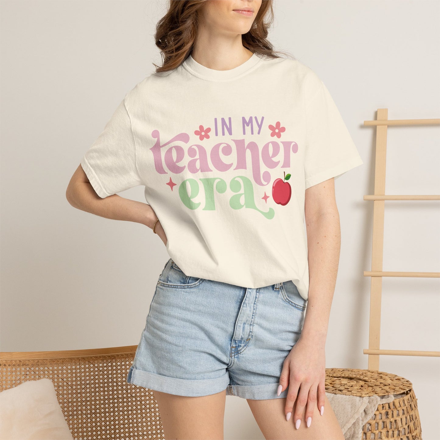 In My Teacher Era T-Shirt — Retro Floral Apple Teacher Tee