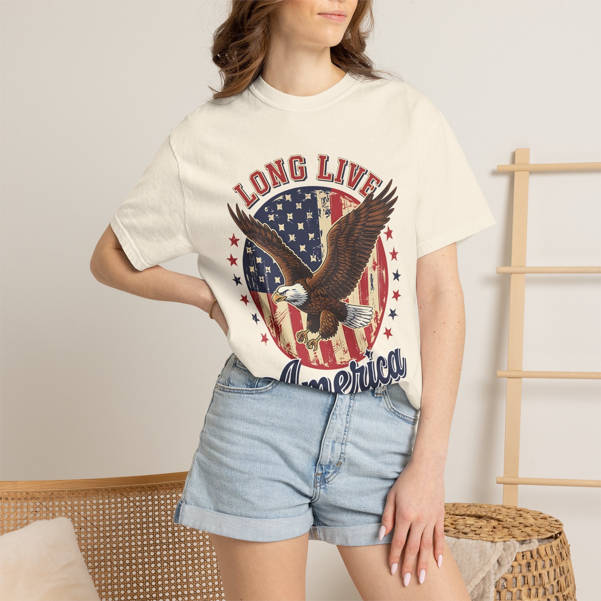 Long Live America T-Shirt — Vintage Bald Eagle Flag Graphic