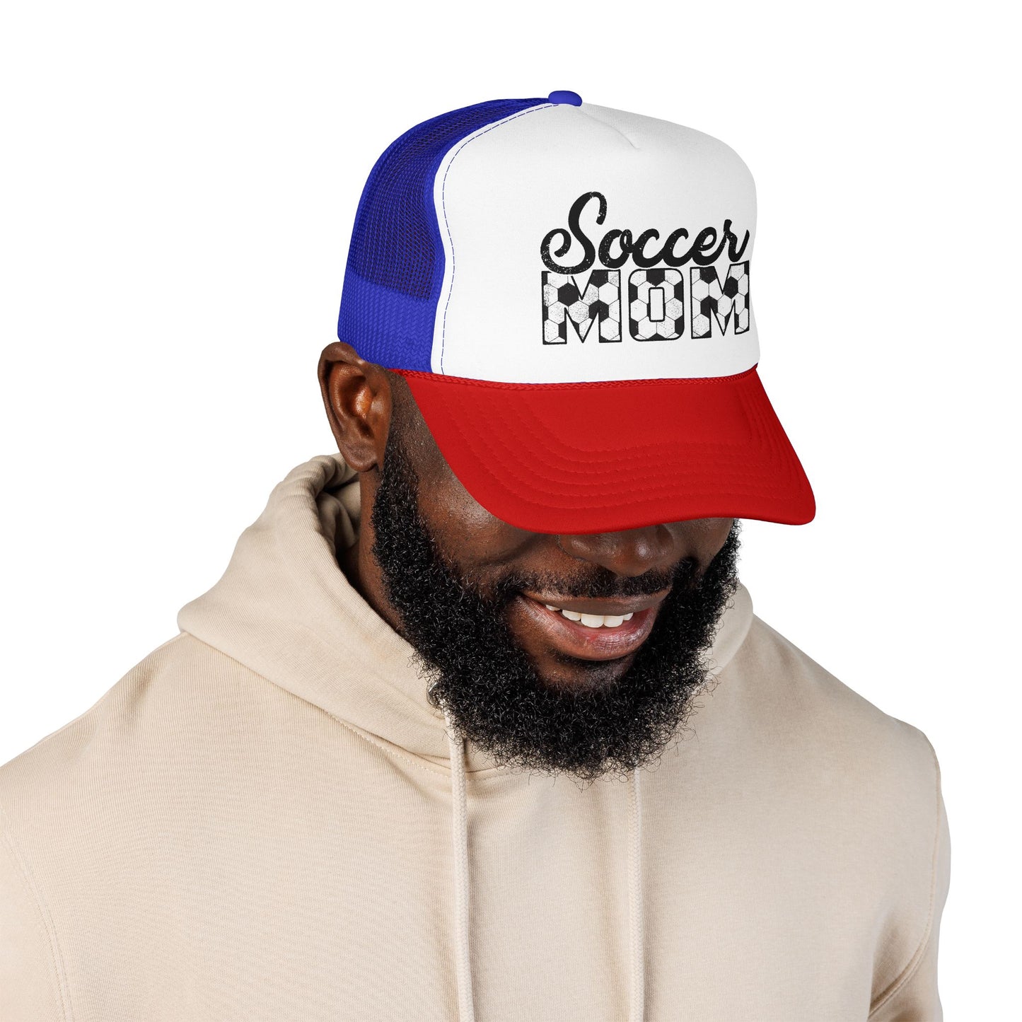 Soccer Mom Trucker Hat – Vintage Soccer Ball Lettering Foam Cap