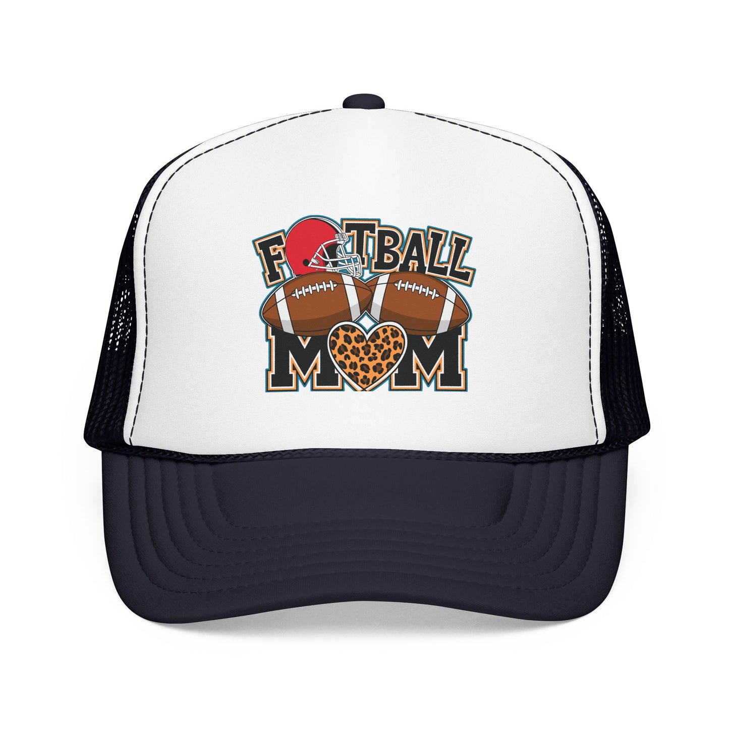 Football Mom Trucker Hat – Leopard Heart Game Day Foam Cap