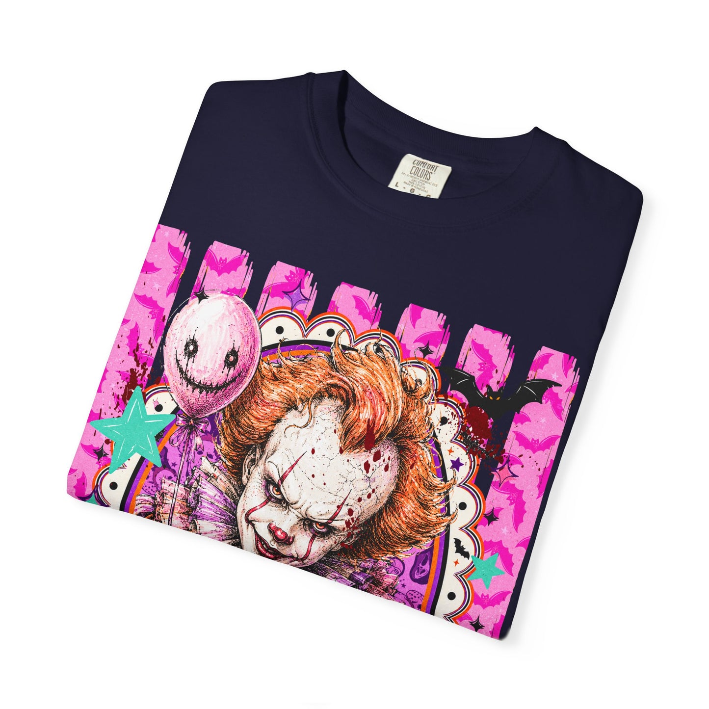 Creepy Clown Portrait T-Shirt — Pink Horror Graphic Tee