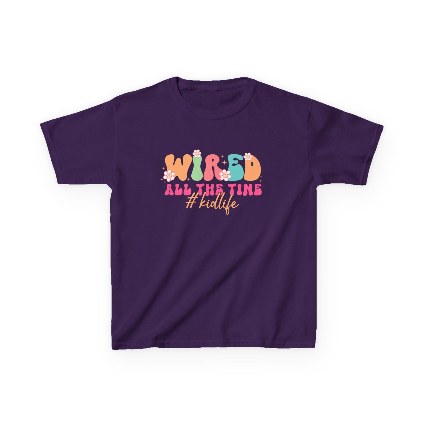 Kids Tee — "Wired All The Time" Bright Retro Graphic
