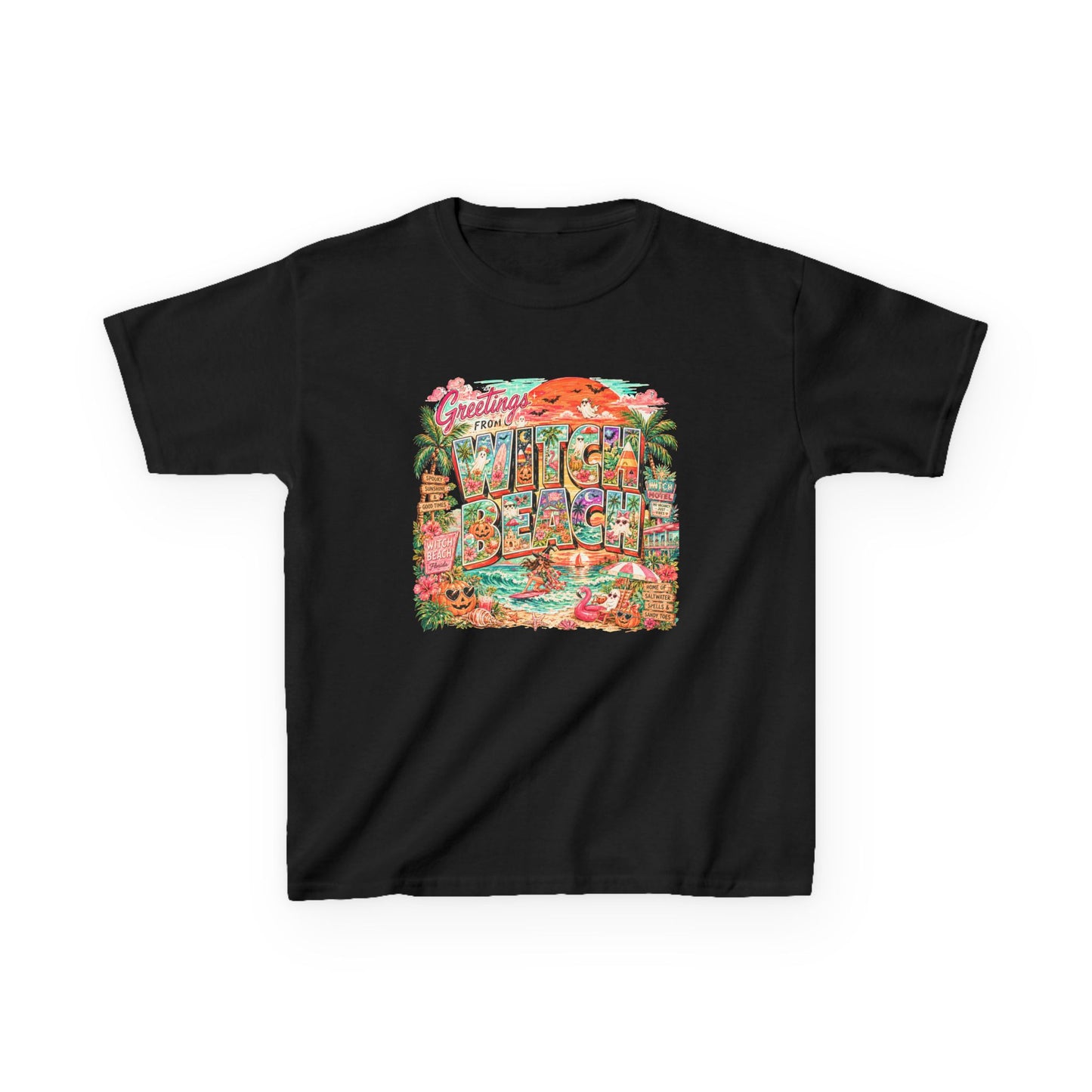 Kids T-Shirt — Retro Tropical 'Greetings From' Hawaii Postcard Design