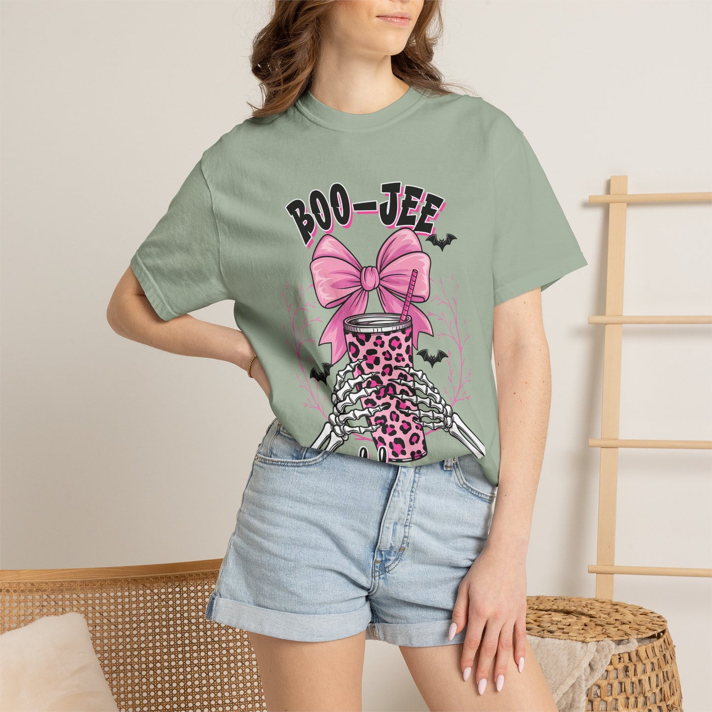 Boo-jee Mama T-Shirt — Pink Leopard Skull Coffee Travel Mug Graphic Tee