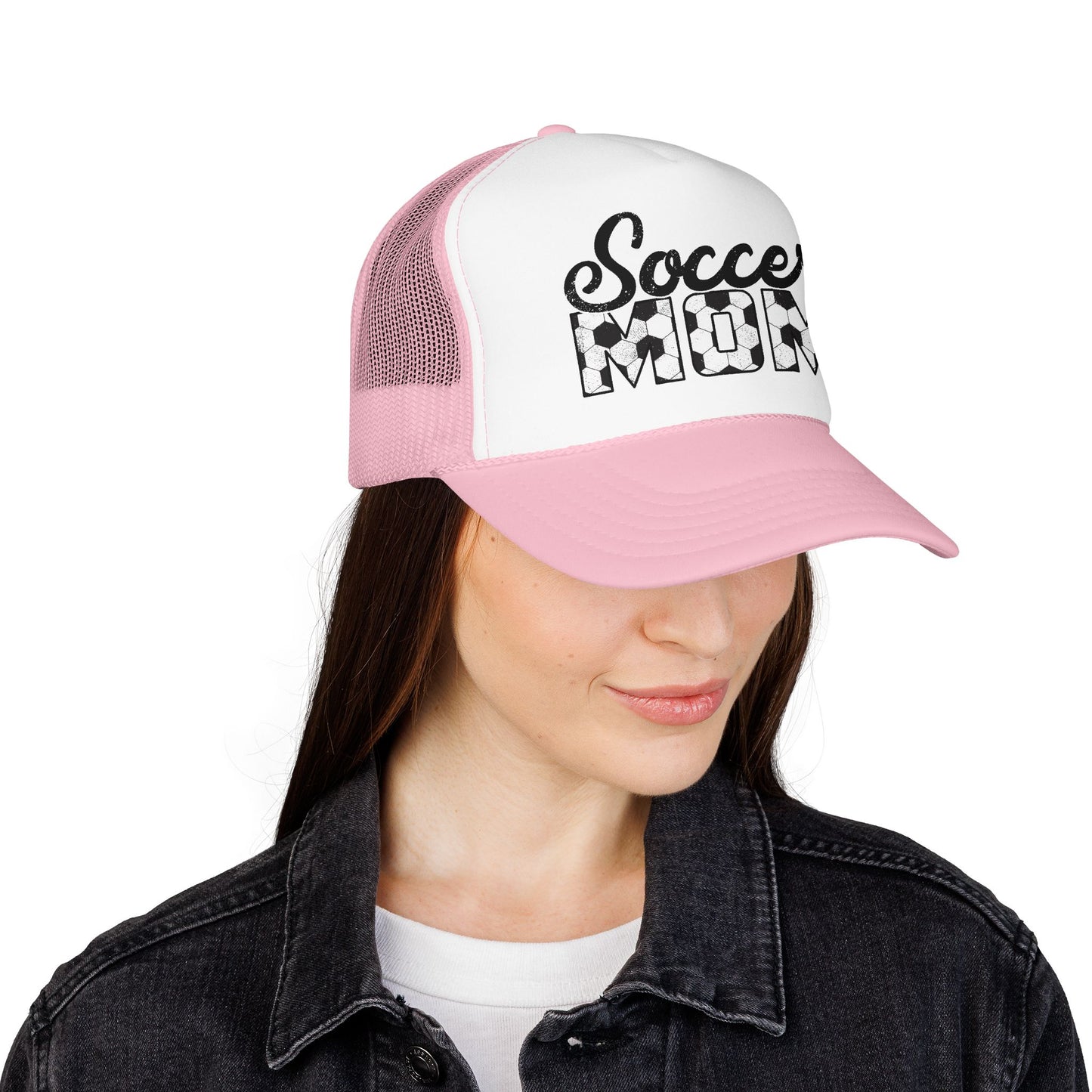Soccer Mom Trucker Hat – Vintage Soccer Ball Lettering Foam Cap