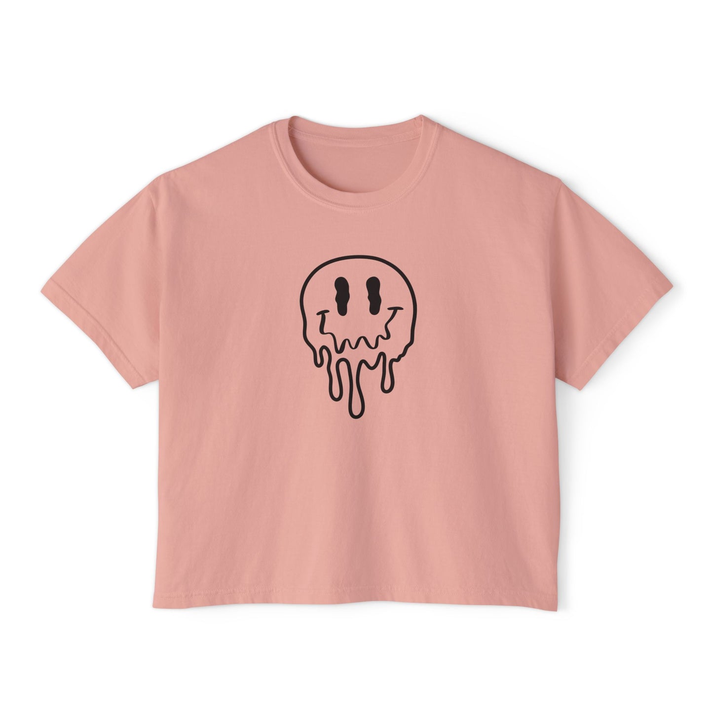 Drippy Smiley Boxy Tee — Women's Graphic Crop T‑Shirt