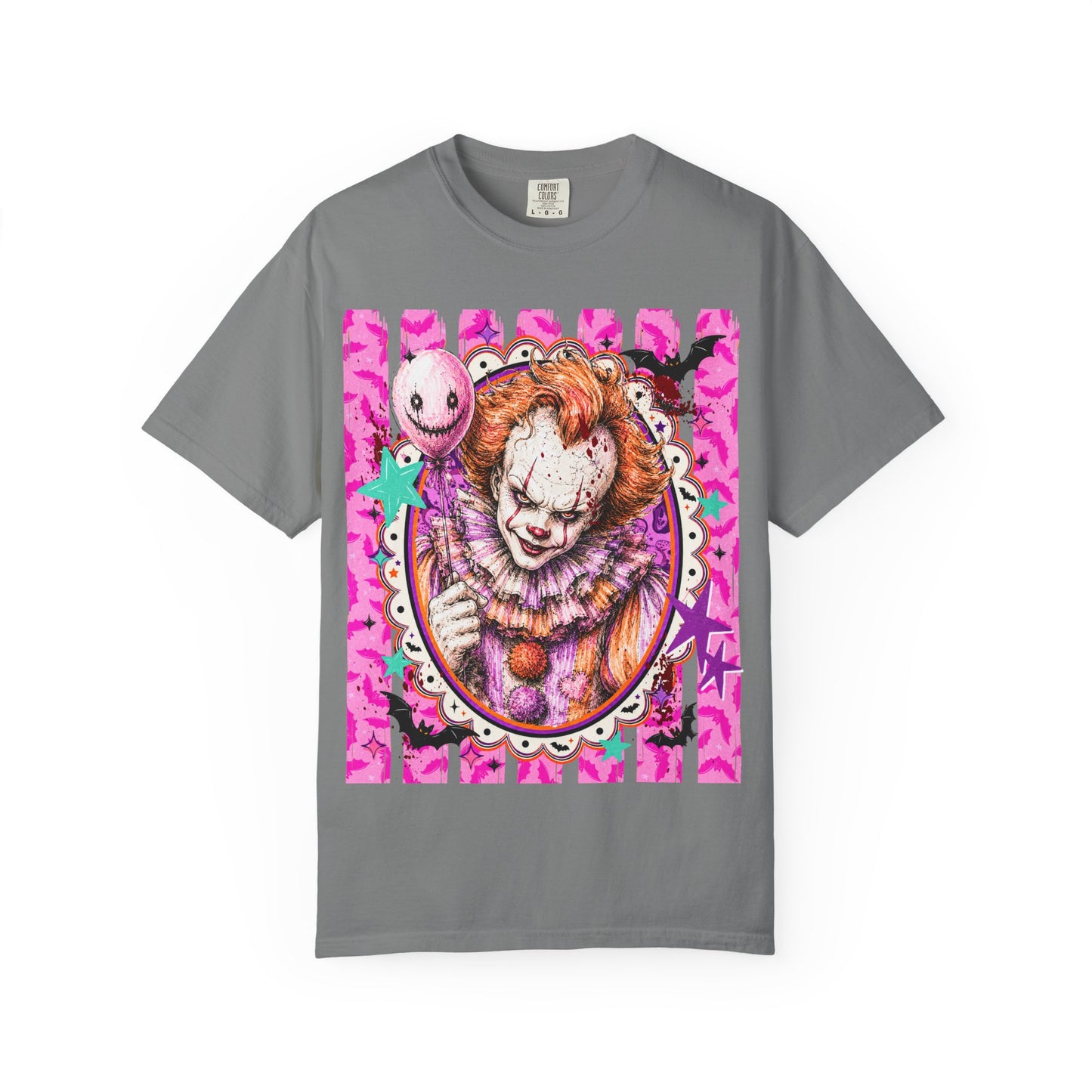 Creepy Clown Portrait T-Shirt — Pink Horror Graphic Tee
