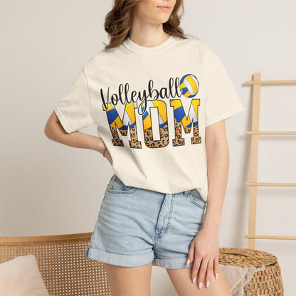 Volleyball Mom T-Shirt Leopard Print & Ball Graphic