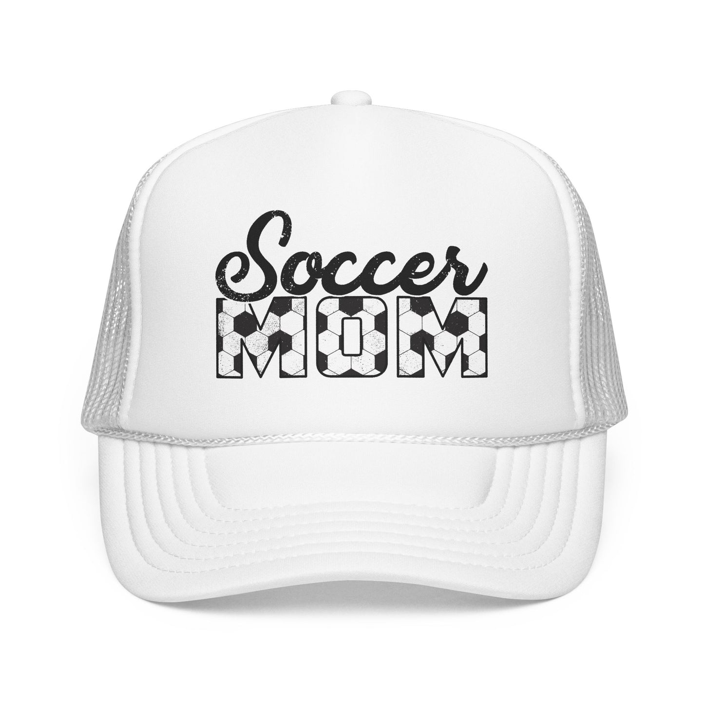 Soccer Mom Trucker Hat – Vintage Soccer Ball Lettering Foam Cap