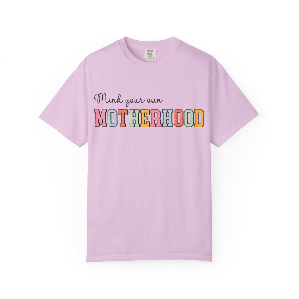 Mind Your Own Motherhood T-Shirt — Retro Colorblock Mom Tee