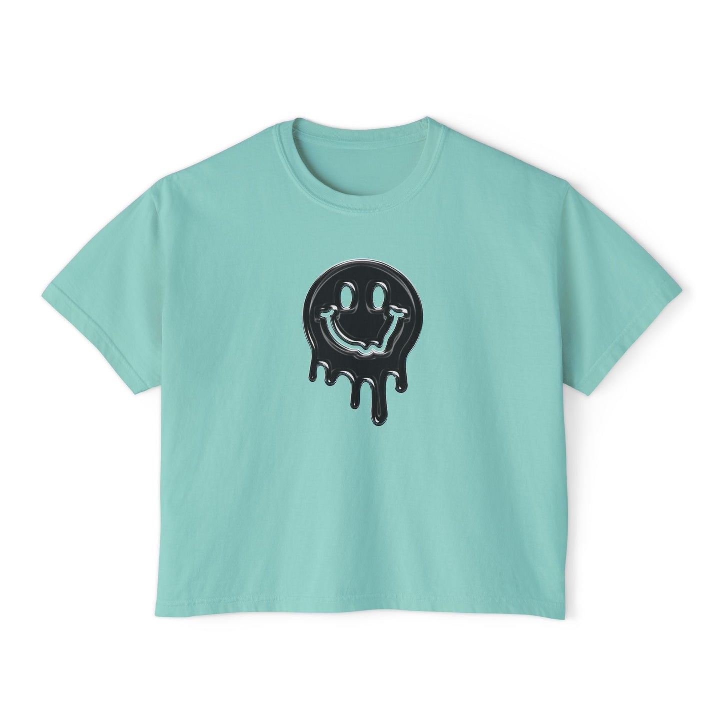 Women's Boxy Tee — Dripping Smiley Graphic Tee