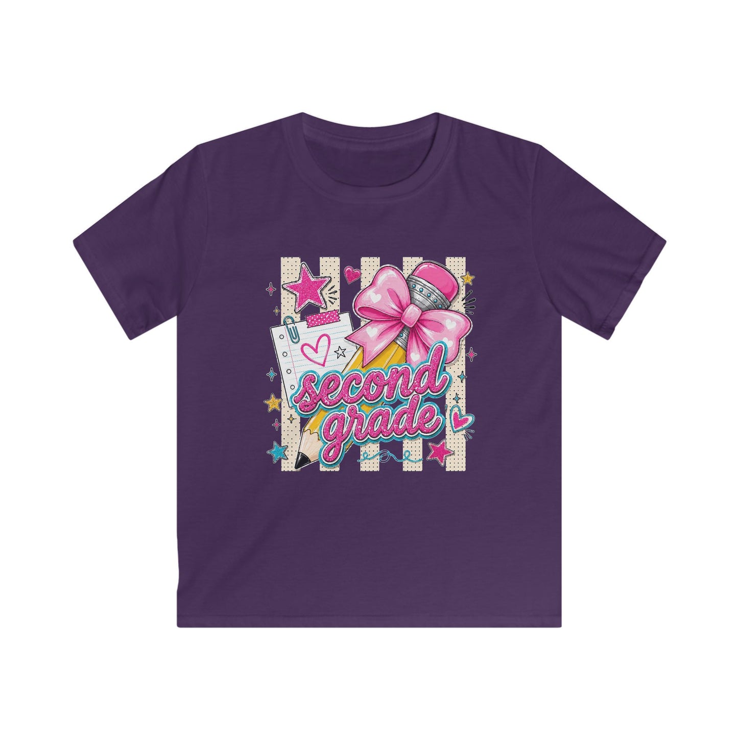 Second Grade Kids T-Shirt – Pink Bow Back-to-School Tee
