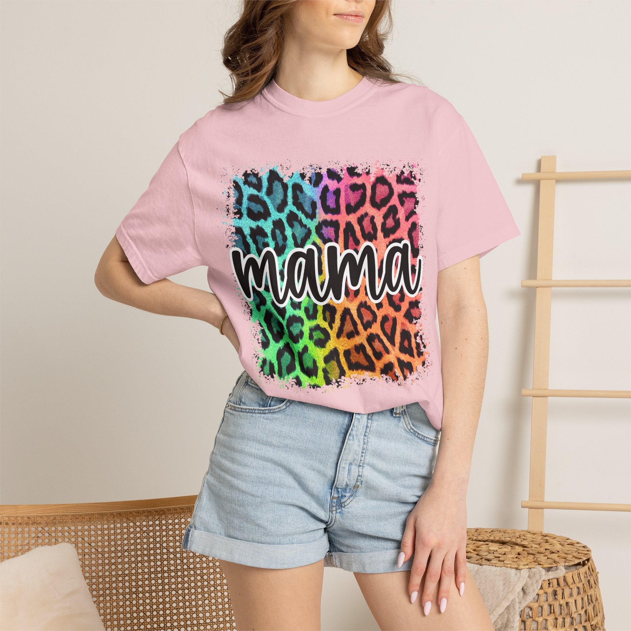 Mama Rainbow Leopard Graphic Tee
