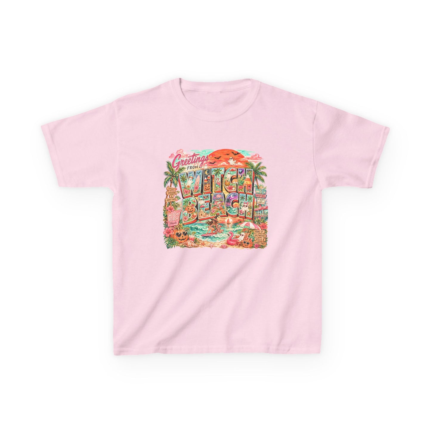 Kids T-Shirt — Retro Tropical 'Greetings From' Hawaii Postcard Design