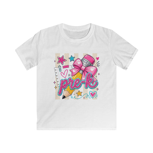 Pre-K Kids T-Shirt — Cute Pink Microphone & Pencil Back-to-School Tee