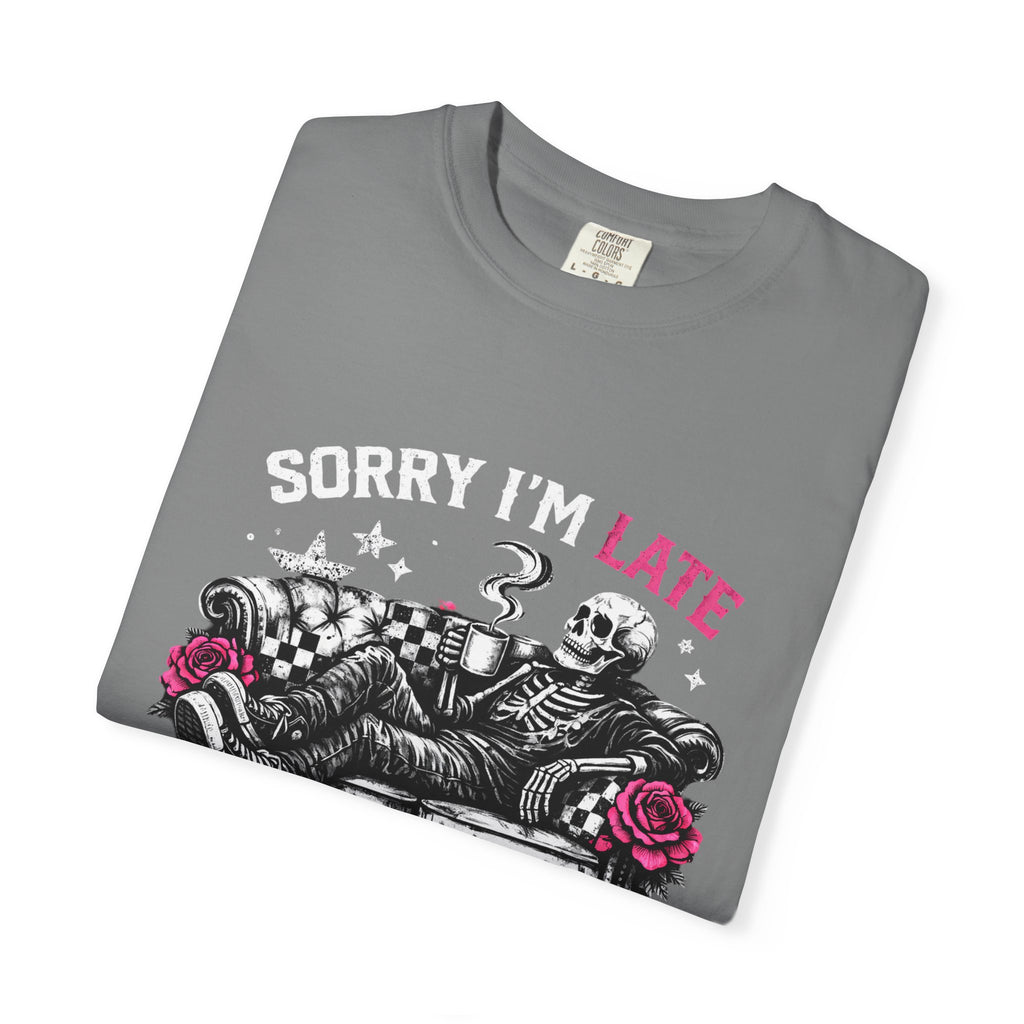 Skull & Roses 'Sorry I'm Late' T-Shirt